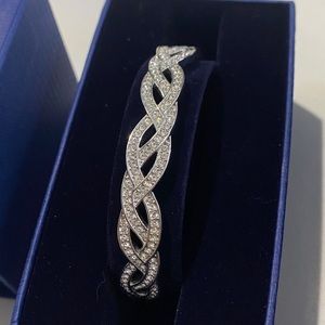 Swarovski Curled Bangle Rhodium Plated Crystal